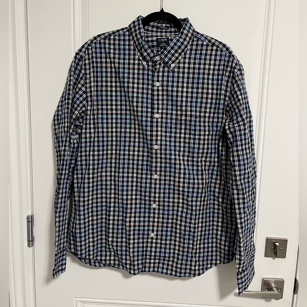 NWT - J. Crew Men's Checked Poplin Shirt - Size XL